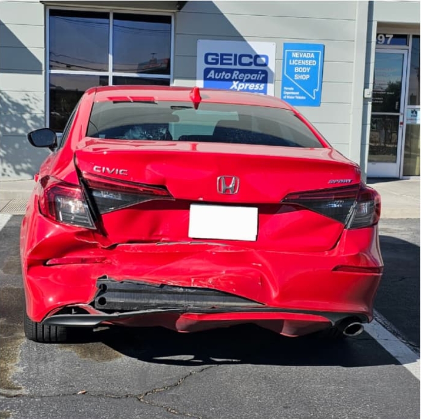 Rear end damage before repair